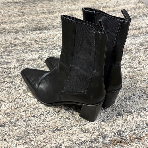 Zara Elegant Black Leather Ankle Boots sz 10/41 - Picture 5 of 9